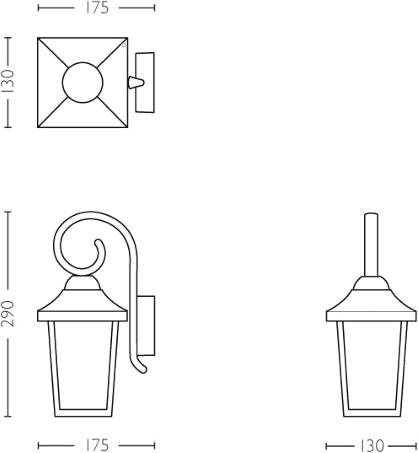 Philips lanterne murale LED extérieur noir pour E27