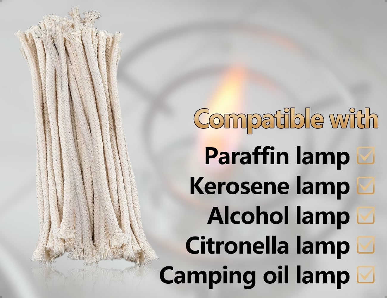 Lot de 20 mèches coton pour lampes à huile et brûleurs